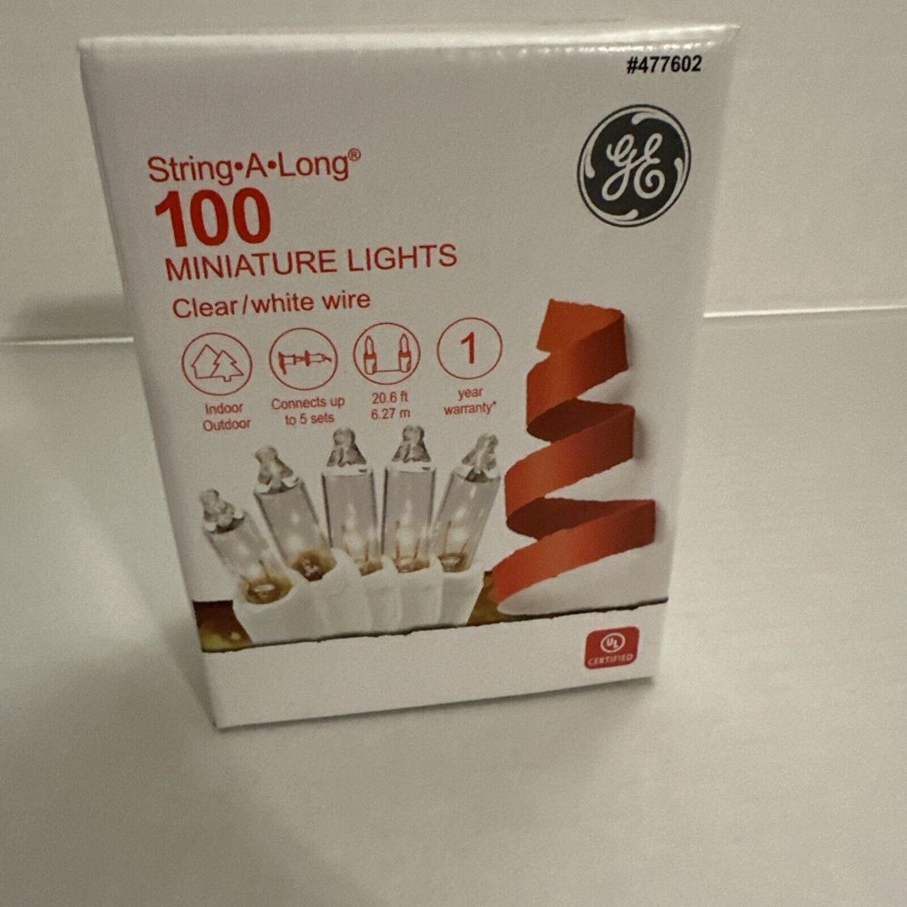 GE String-A-Long 100-Ct. Clear Incandescent Christmas String Lights w/White Wire